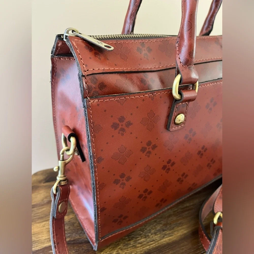 Patricia Nash Josselin Signature Floret Print Satchel Bag Tan